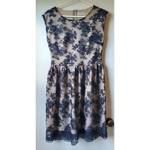 Black Lace Dress with Nude Underlay